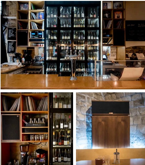 Montezuma, Paris, France — Klipsch Heresy IV หลังบาร์ และ Klipschorn AK6 ในห้องฟังชั้นล่าง